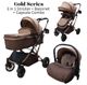 Gold Series Khaki 3-in-1 Stroller, Bassinet, and Capsule Combo with Food Tray