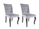 Velvet Dining Chair x2 Grey+Black