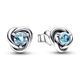 March Crystal Birthstone Eternity Circle Silver Stud Earrings