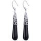 925 Sterling Silver Black Drop Earrings 