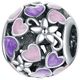 925 Sterling Silver Charm with Pink and Purple Hearts