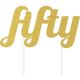 Fifty cake topper - gold glitter