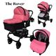 Rover Cherry - 3 in 1 Stroller + Bassinet + Capsule Combo