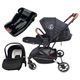 The Flex Black: 3 in 1 Stroller, Open Bassinet, and Capsule Car Seat Combo