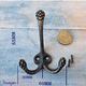 Rustic Aged Bronze 3 Prong Coat Hook 85mm x 60mm