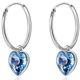 925 Sterling Silver Blue Crystal Heart Hoop Earrings 