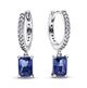 Blue Rectangular Sparkling Hoop Earrings