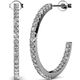 18K White Gold Hoop Crystal Earrings 