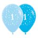 Number 1 balloons - blue mix - 6pk