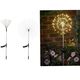 2 Pack - Solar Starburst Silver Wire Lights with a Stand 150 LED 50cm Diameter - Warm White