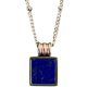 Gold Necklace with Lapis Lazuli Square Pendant 