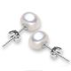 925 Sterling Silver Button Pearl Stud Earrings 8.5mm 