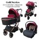 Gold Series Red 3-in-1 Stroller, Bassinet, and Capsule Combo with Food Tray